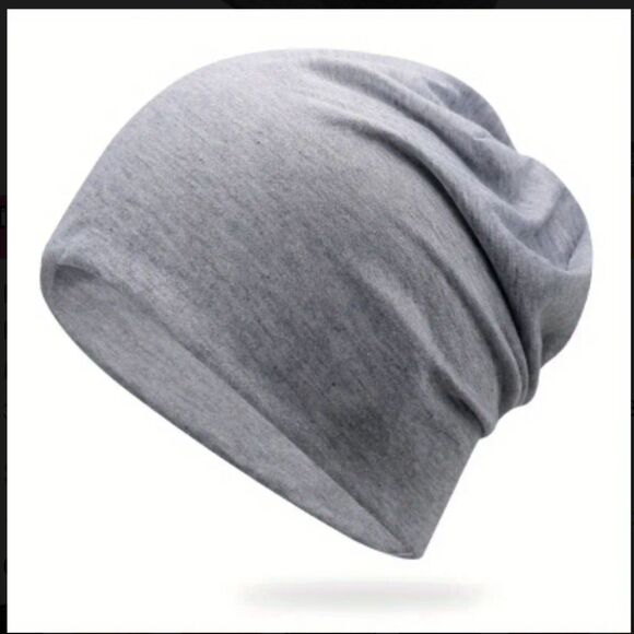 Solid gray slouchy beanie hat - Picture 1 of 4